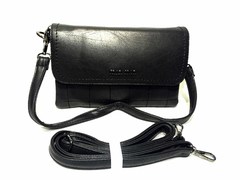 Удобный клатч min-min из мягкой черной кожи 0622/62