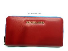 Красное и черное портмоне на молнии Michel Kors